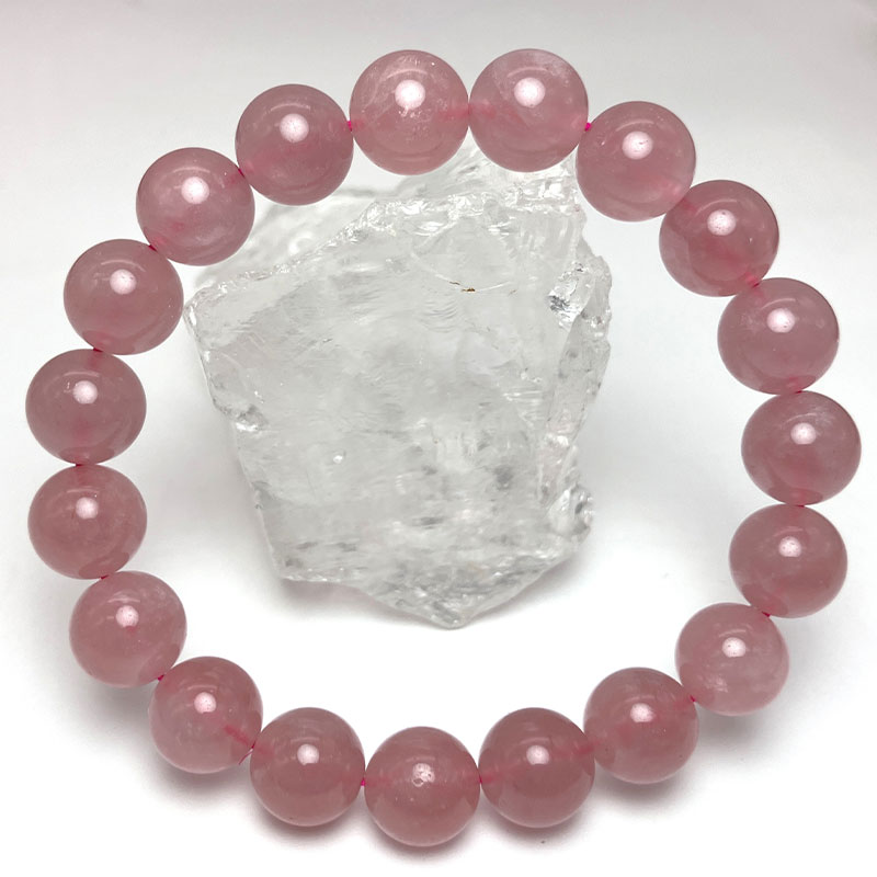 クリスタルビーズ クマのオブジェ 約14cm 中には、ローズクォーツの丸玉